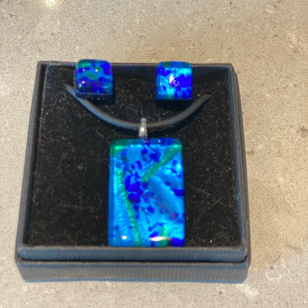 Murano Glass Earrings and Necklace Set - New in Box